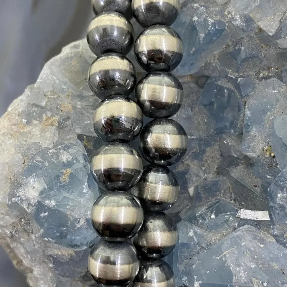 Navajo Pearl Beads 8 mm Sterling Silver Necklace Length 20